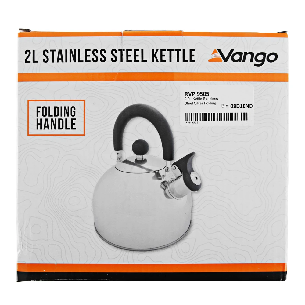 Vango Stainless Steel Kettle With Folding Handle 2L 3 Vango Stainless Steel Kettle With Folding Handle 2L - Image 2