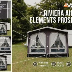 Vango Riviera Elements 330 Awning With Carpet And Mesh Door